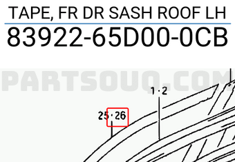 Suzuki 8392265D000CB TAPE, FR DR SASH ROOF LH