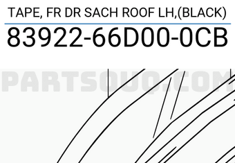 Suzuki 8392266D000CB TAPE, FR DR SACH ROOF LH,(BLACK)