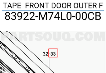 Suzuki 83922M74L000CB TAPE FRONT DOOR OUTER F