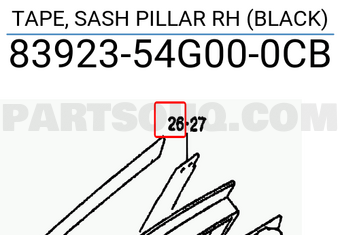 Suzuki 8392354G000CB TAPE, SASH PILLAR RH (BLACK)