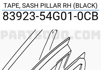 Suzuki 8392354G010CB TAPE, SASH PILLAR RH (BLACK)