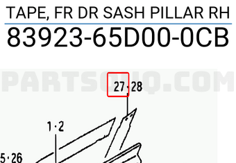 Suzuki 8392365D000CB TAPE, FR DR SASH PILLAR RH