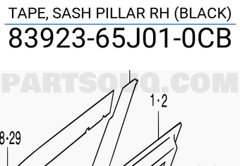 Suzuki 8392365J010CB TAPE, SASH PILLAR RH (BLACK)