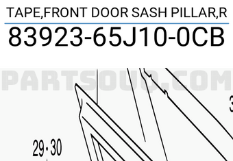 Suzuki 8392365J100CB TAPE,FRONT DOOR SASH PILLAR,R