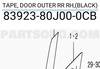 Suzuki 8392380J000CB TAPE, DOOR OUTER RR RH,(BLACK)