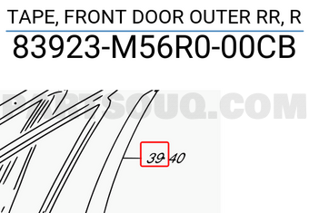 Suzuki 83923M56R000CB TAPE, FRONT DOOR OUTER RR, R
