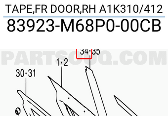 Suzuki 83923M68P000CB TAPE,FR DOOR,RH A1K310/412