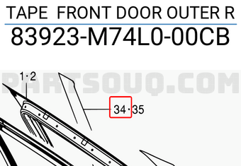 Suzuki 83923M74L000CB TAPE FRONT DOOR OUTER R