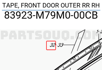 Suzuki 83923M79M000CB TAPE, FRONT DOOR OUTER RR RH
