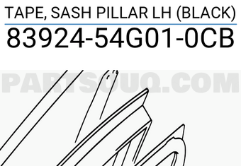 Suzuki 8392454G010CB TAPE, SASH PILLAR LH (BLACK)