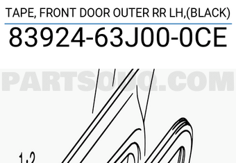 Suzuki 8392463J000CE TAPE, FRONT DOOR OUTER RR LH,(BLACK)