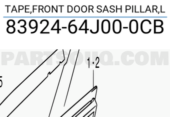 Suzuki 8392464J000CB TAPE,FRONT DOOR SASH PILLAR,L