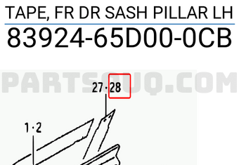 Suzuki 8392465D000CB TAPE, FR DR SASH PILLAR LH