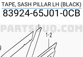 Suzuki 8392465J010CB TAPE, SASH PILLAR LH (BLACK)
