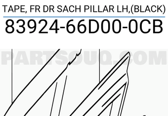 Suzuki 8392466D000CB TAPE, FR DR SACH PILLAR LH,(BLACK)