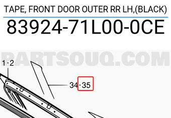 Suzuki 8392471L000CE TAPE, FRONT DOOR OUTER RR LH,(BLACK)