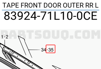 Suzuki 8392471L100CE TAPE FRONT DOOR OUTER RR L