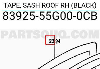 Suzuki 8392555G000CB TAPE, SASH ROOF RH (BLACK)