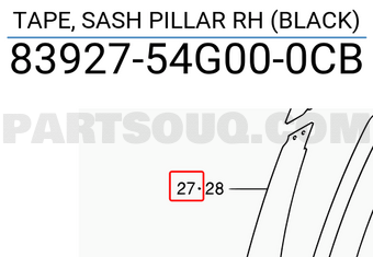 Suzuki 8392754G000CB TAPE, SASH PILLAR RH (BLACK)