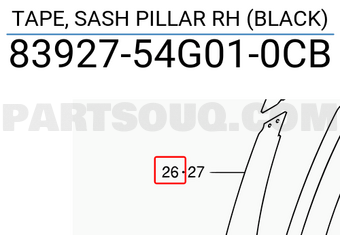 Suzuki 8392754G010CB TAPE, SASH PILLAR RH (BLACK)