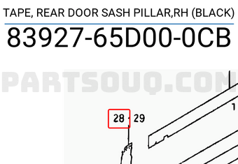 Suzuki 8392765D000CB TAPE, REAR DOOR SASH PILLAR,RH (BLACK)