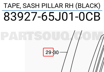 Suzuki 8392765J010CB TAPE, SASH PILLAR RH (BLACK)