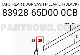 Suzuki 8392865D000CB TAPE, REAR DOOR SASH PILLAR,LH (BLACK)
