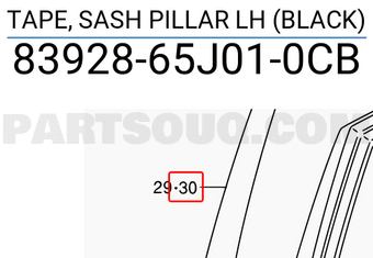 Suzuki 8392865J010CB TAPE, SASH PILLAR LH (BLACK)