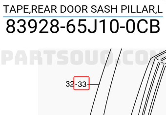 Suzuki 8392865J100CB TAPE,REAR DOOR SASH PILLAR,L