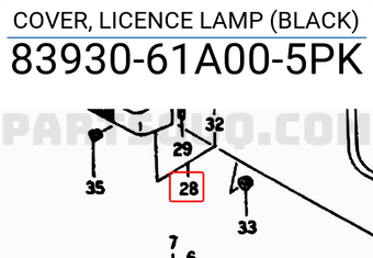 Suzuki 8393061A005PK COVER, LICENCE LAMP (BLACK)
