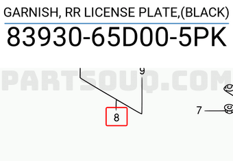 Suzuki 8393065D005PK GARNISH, RR LICENSE PLATE,(BLACK)