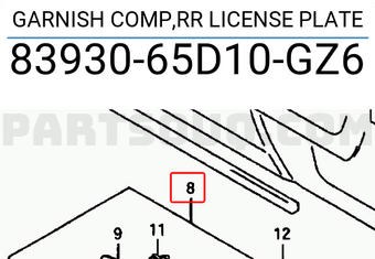 Suzuki 8393065D10GZ6 GARNISH COMP,RR LICENSE PLATE