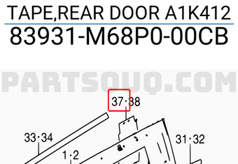 Suzuki 83931M68P000CB TAPE,REAR DOOR A1K412