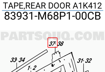 Suzuki 83931M68P100CB TAPE,REAR DOOR A1K412