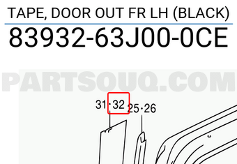 Suzuki 8393263J000CE TAPE, DOOR OUT FR LH (BLACK)