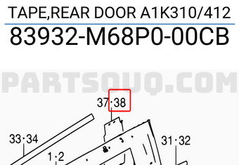 Suzuki 83932M68P000CB TAPE,REAR DOOR A1K310/412