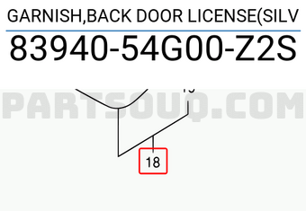 Suzuki 8394054G00Z2S GARNISH,BACK DOOR LICENSE(SILV