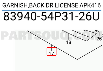 Suzuki 8394054P3126U GARNISH,BACK DR LICENSE APK416
