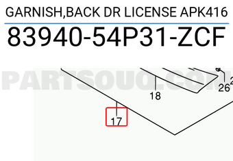 Suzuki 8394054P31ZCF GARNISH,BACK DR LICENSE APK416