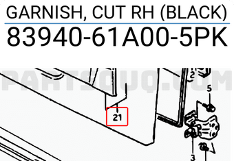 Suzuki 8394061A005PK GARNISH, CUT RH (BLACK)
