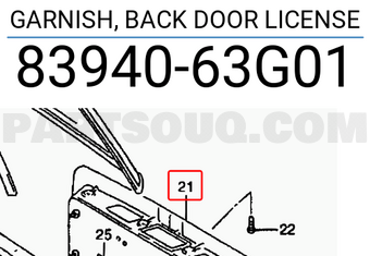 Suzuki 8394063G01 GARNISH, BACK DOOR LICENSE
