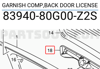 Suzuki 8394080G00Z2S GARNISH COMP,BACK DOOR LICENSE
