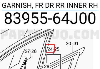 Suzuki 8395564J00 GARNISH, FR DR RR INNER RH