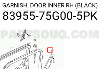 Suzuki 8395575G005PK GARNISH, DOOR INNER RH (BLACK)