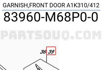 Suzuki 83960M68P00 GARNISH,FRONT DOOR A1K310/412