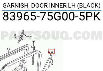 Suzuki 8396575G005PK GARNISH, DOOR INNER LH (BLACK)