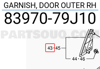 Suzuki 8397079J10 GARNISH, DOOR OUTER RH