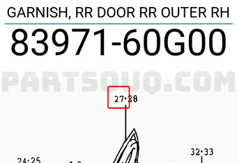 Suzuki 8397160G00 GARNISH, RR DOOR RR OUTER RH