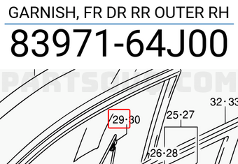 Suzuki 8397164J00 GARNISH, FR DR RR OUTER RH