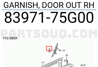 Suzuki 8397175G00 GARNISH, DOOR OUT RH